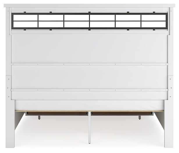 Ashbryn King Panel Storage Bed with Mirrored Dresser and Nightstand