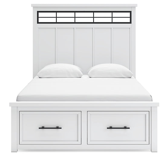 Ashbryn Queen Panel Storage Bed with Mirrored Dresser and Nightstand