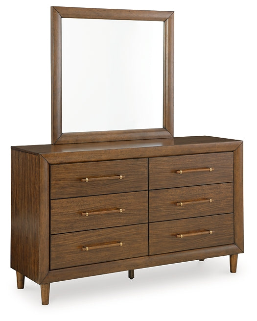 Lyncott California King Upholstered Bed with Mirrored Dresser, Chest and Nightstand