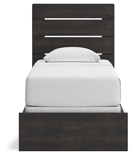 Hollivern Twin Panel Bed with Mirrored Dresser, Chest and Nightstand