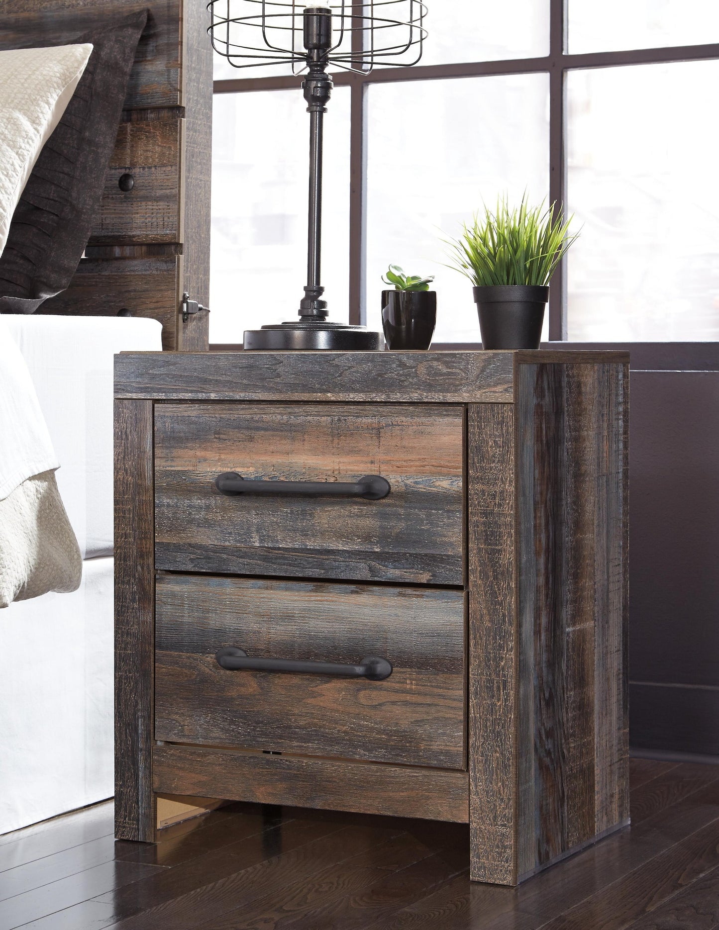 Drystan Queen Bookcase Headboard, Dresser, Mirror, Chest and Nightstand