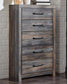 Drystan Queen Panel Bed with 2 Storage Drawers, Dresser, Mirror, Chest and Nightstand