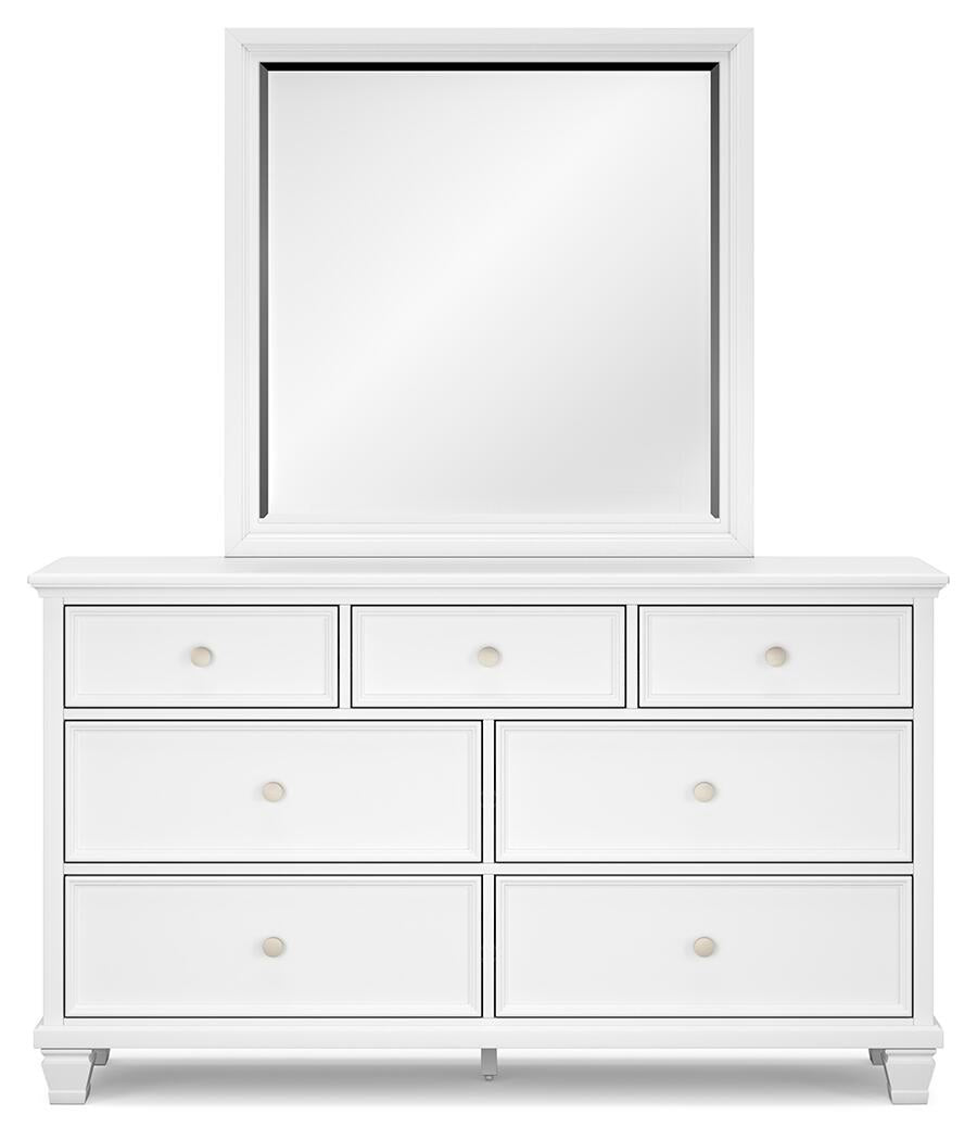 Fortman California King Panel Bed with Mirrored Dresser and Nightstand
