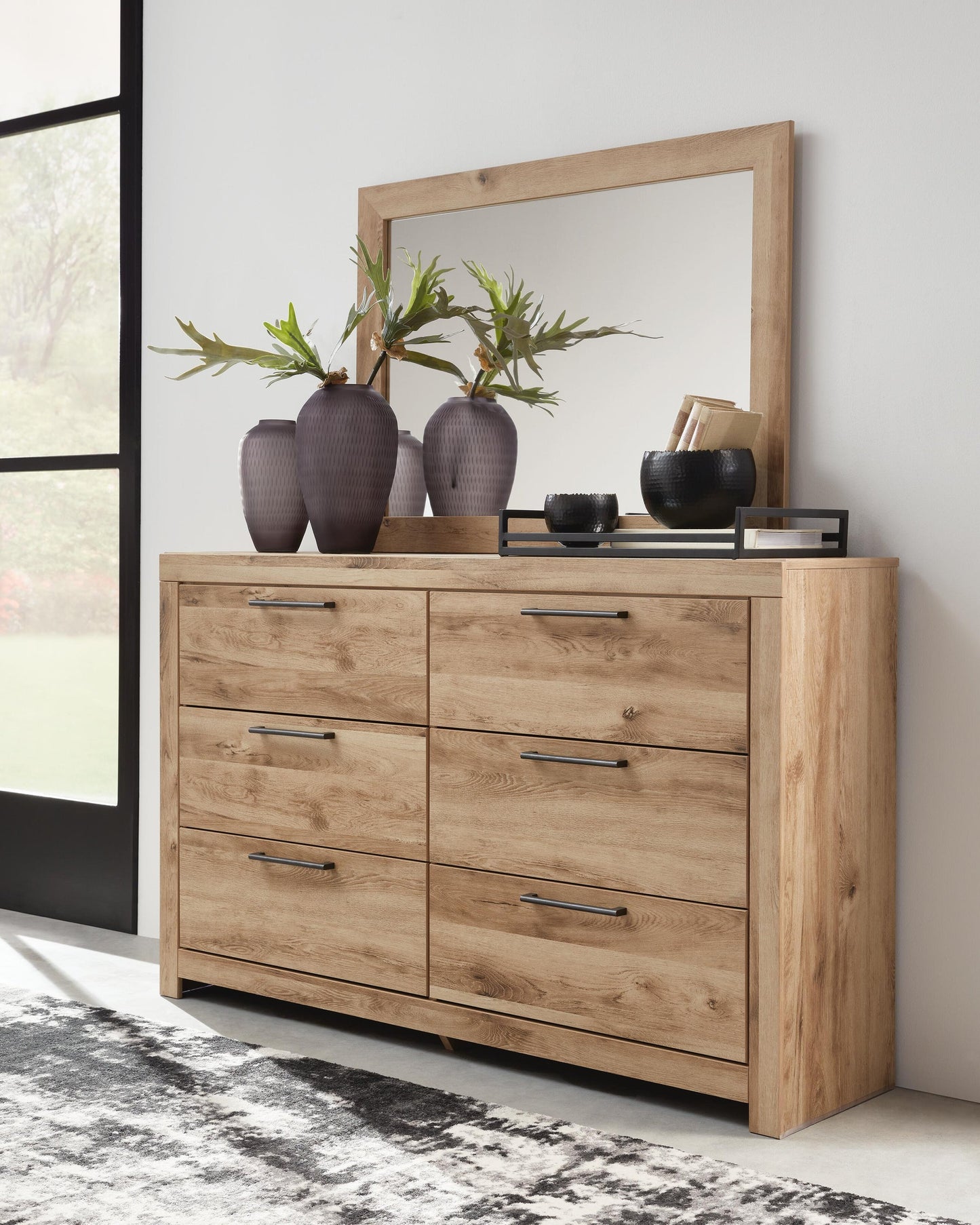 Hyanna Queen Panel Bed, Dresser, Mirror and Nightstand