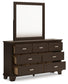Covetown King Panel Bed with Mirrored Dresser and Nightstand