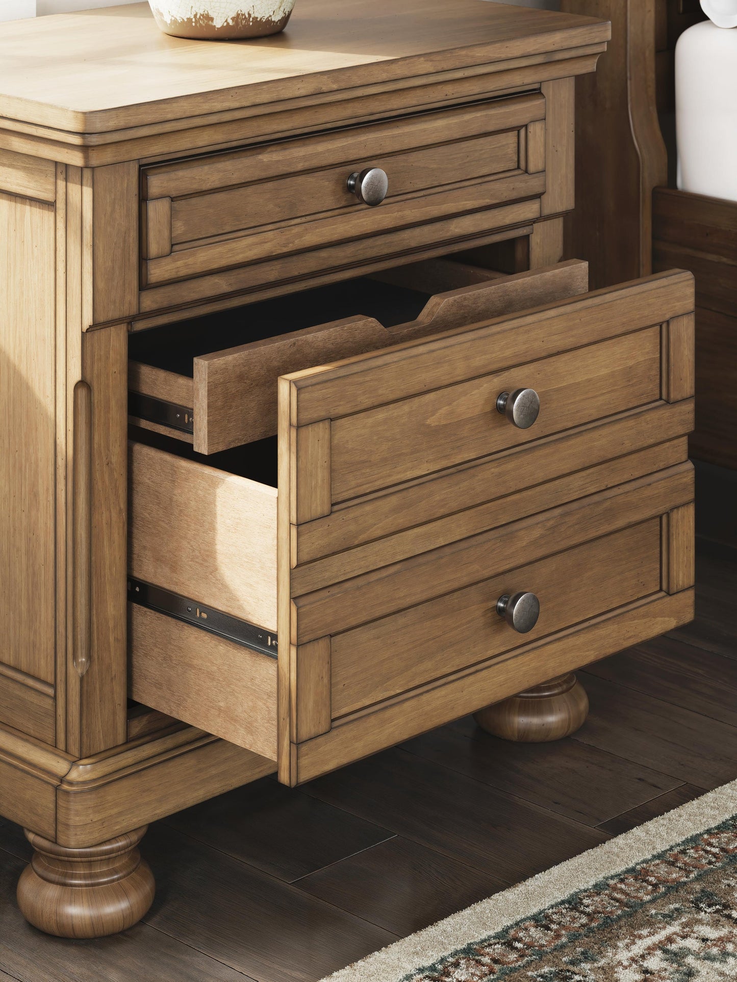 Feddinger King Storage Sleigh Bed with Mirrored Dresser, Chest and Nightstand