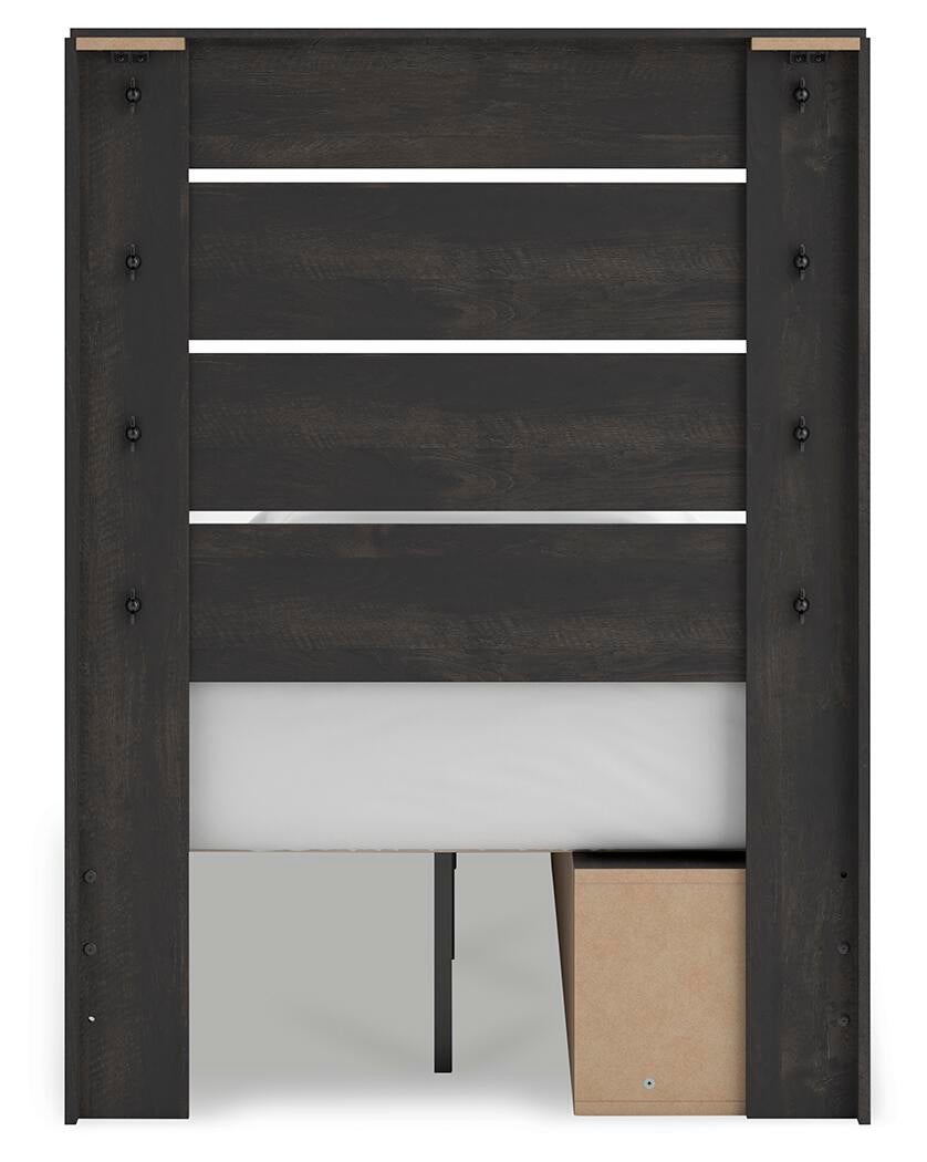 Hollivern Twin Panel Storage Bed, Dresser, Mirror, Chest and Nightstand