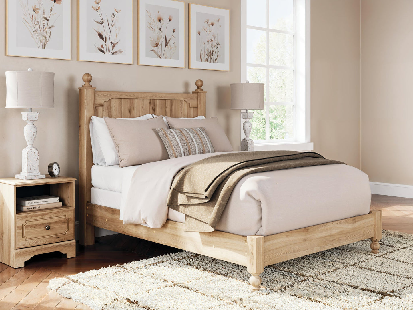 Aleaport Full Panel Bed with Mirrored Dresser